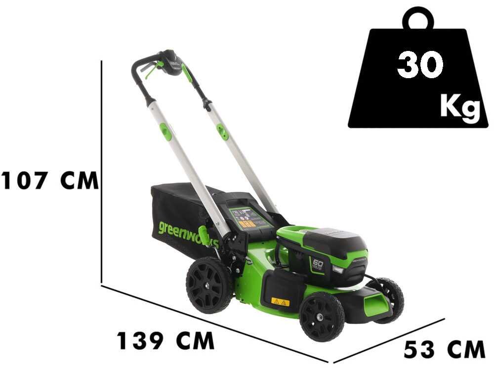 Greenworks GD60LM46SPK4 - Cortacésped autopropulsado de batería - 60V/4Ah - Corte 46 cm - Imagen 4