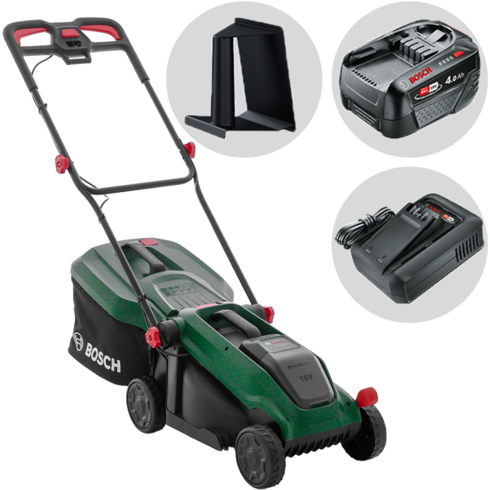 Bosch Rotak18V-34 - Cortacésped de batería - 18 V/4 Ah - Corte de 34 cm