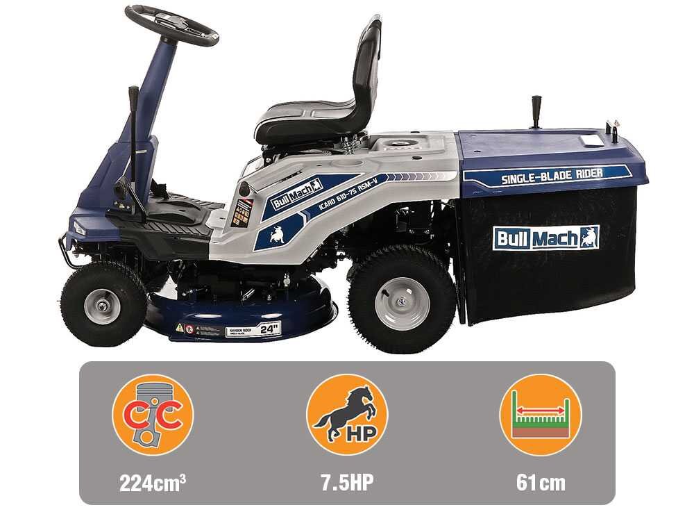BullMach ICARO 610-75 RSM-V - Tractor cortacésped minirider - Motor de 224cc - Imagen 4