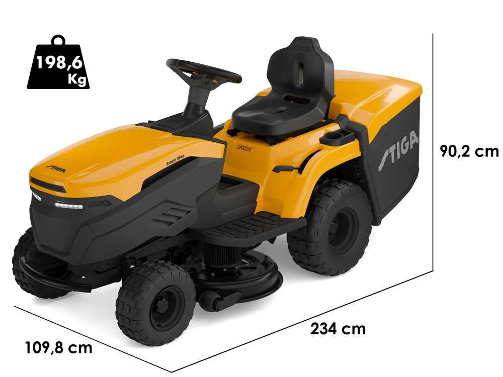 Stiga Estate 384e - Kit Tractor cortacésped con 2 módulos batería ePower Pro 56 V/40 Ah - Recogedor y mulching - Imagen 3
