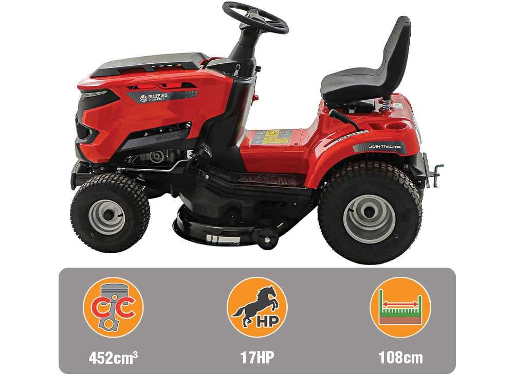 Blue Bird TR SL 108H - Tractor cortacésped con cambio hidrostático - Salida lateral y mulching - Imagen 4